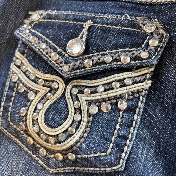 Earl Womens Embellished Blue Jeans 6P Denim Faded Dark Wash Straight Leg EUC - Picture 13 of 16